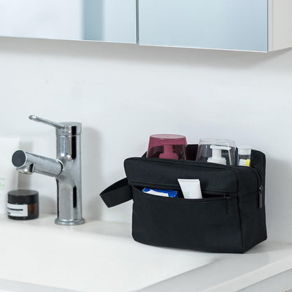 Travel Toiletry Bag for Women and Men,Lightweight Makeup Bag Hanging Dopp Kit with Shaving Compartment Cosmetic Organizer Small Tool Bag Travel Essentials,Gifts for Men(Black)