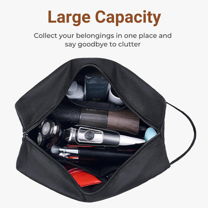 Travel Toiletry Bag for Women and Men,Lightweight Makeup Bag Hanging Dopp Kit with Shaving Compartment Cosmetic Organizer Small Tool Bag Travel Essentials,Gifts for Men(Black)