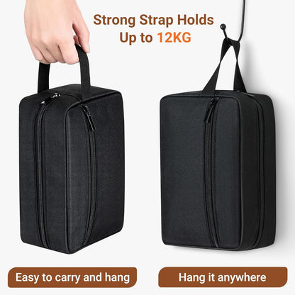 Travel Toiletry Bag for Women and Men,Lightweight Makeup Bag Hanging Dopp Kit with Shaving Compartment Cosmetic Organizer Small Tool Bag Travel Essentials,Gifts for Men(Black)