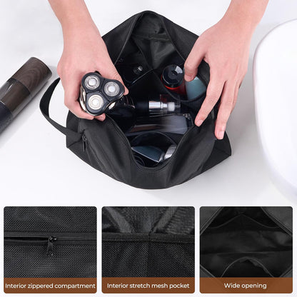Travel Toiletry Bag for Women and Men,Lightweight Makeup Bag Hanging Dopp Kit with Shaving Compartment Cosmetic Organizer Small Tool Bag Travel Essentials,Gifts for Men(Black)