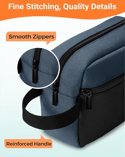 Travel Toiletry Bag for Women and Men,Lightweight Makeup Bag Hanging Dopp Kit with Shaving Compartment Cosmetic Organizer Small Tool Bag Travel Essentials,Gifts for Men(Black)