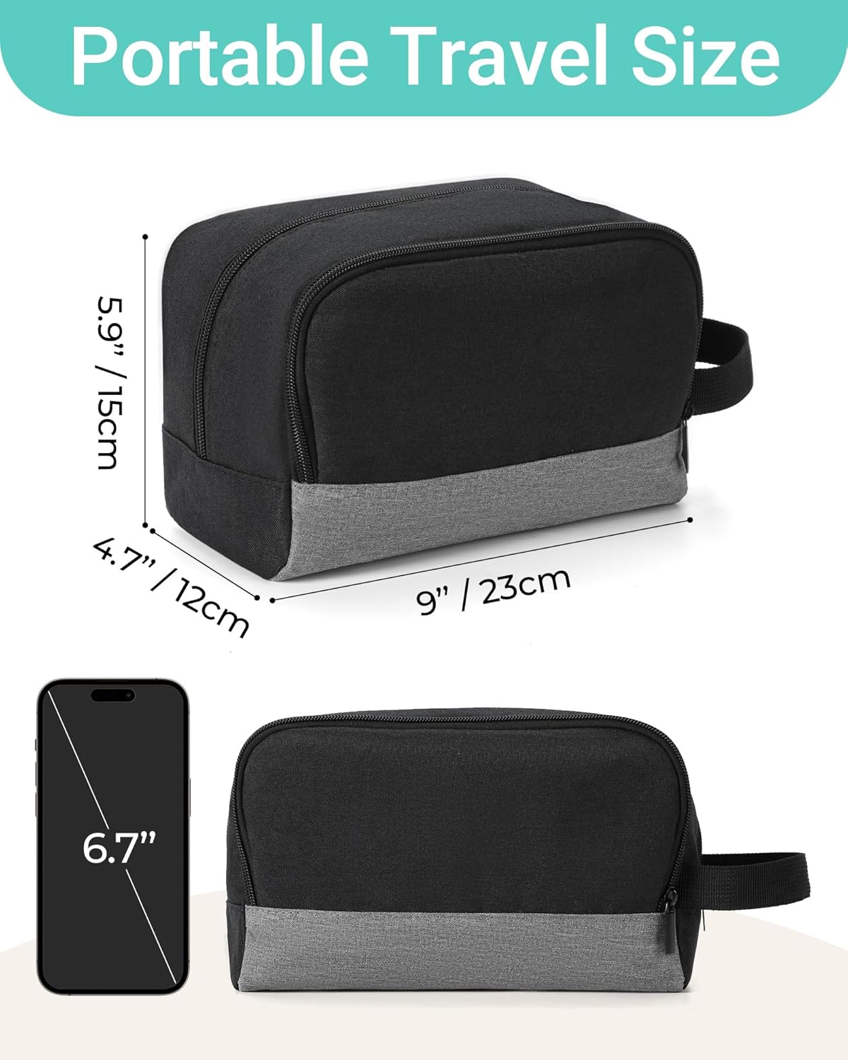 Travel Toiletry Bag for Women and Men,Lightweight Makeup Bag Hanging Dopp Kit with Shaving Compartment Cosmetic Organizer Small Tool Bag Travel Essentials,Gifts for Men(Black)