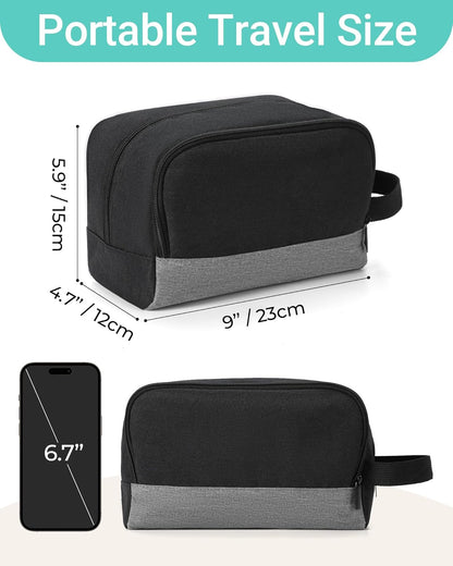 Travel Toiletry Bag for Women and Men,Lightweight Makeup Bag Hanging Dopp Kit with Shaving Compartment Cosmetic Organizer Small Tool Bag Travel Essentials,Gifts for Men(Black)