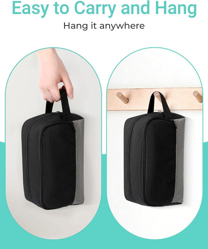 Travel Toiletry Bag for Women and Men,Lightweight Makeup Bag Hanging Dopp Kit with Shaving Compartment Cosmetic Organizer Small Tool Bag Travel Essentials,Gifts for Men(Black)