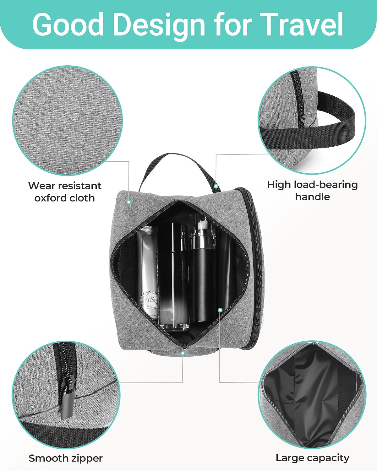Travel Toiletry Bag for Women and Men,Lightweight Makeup Bag Hanging Dopp Kit with Shaving Compartment Cosmetic Organizer Small Tool Bag Travel Essentials,Gifts for Men(Black)