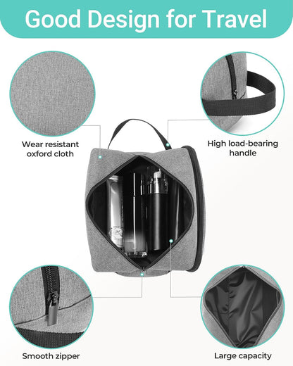 Travel Toiletry Bag for Women and Men,Lightweight Makeup Bag Hanging Dopp Kit with Shaving Compartment Cosmetic Organizer Small Tool Bag Travel Essentials,Gifts for Men(Black)