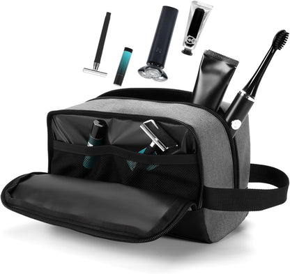 Travel Toiletry Bag for Women and Men,Lightweight Makeup Bag Hanging Dopp Kit with Shaving Compartment Cosmetic Organizer Small Tool Bag Travel Essentials,Gifts for Men(Black)