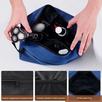 Travel Toiletry Bag for Women and Men,Lightweight Makeup Bag Hanging Dopp Kit with Shaving Compartment Cosmetic Organizer Small Tool Bag Travel Essentials,Gifts for Men(Black)