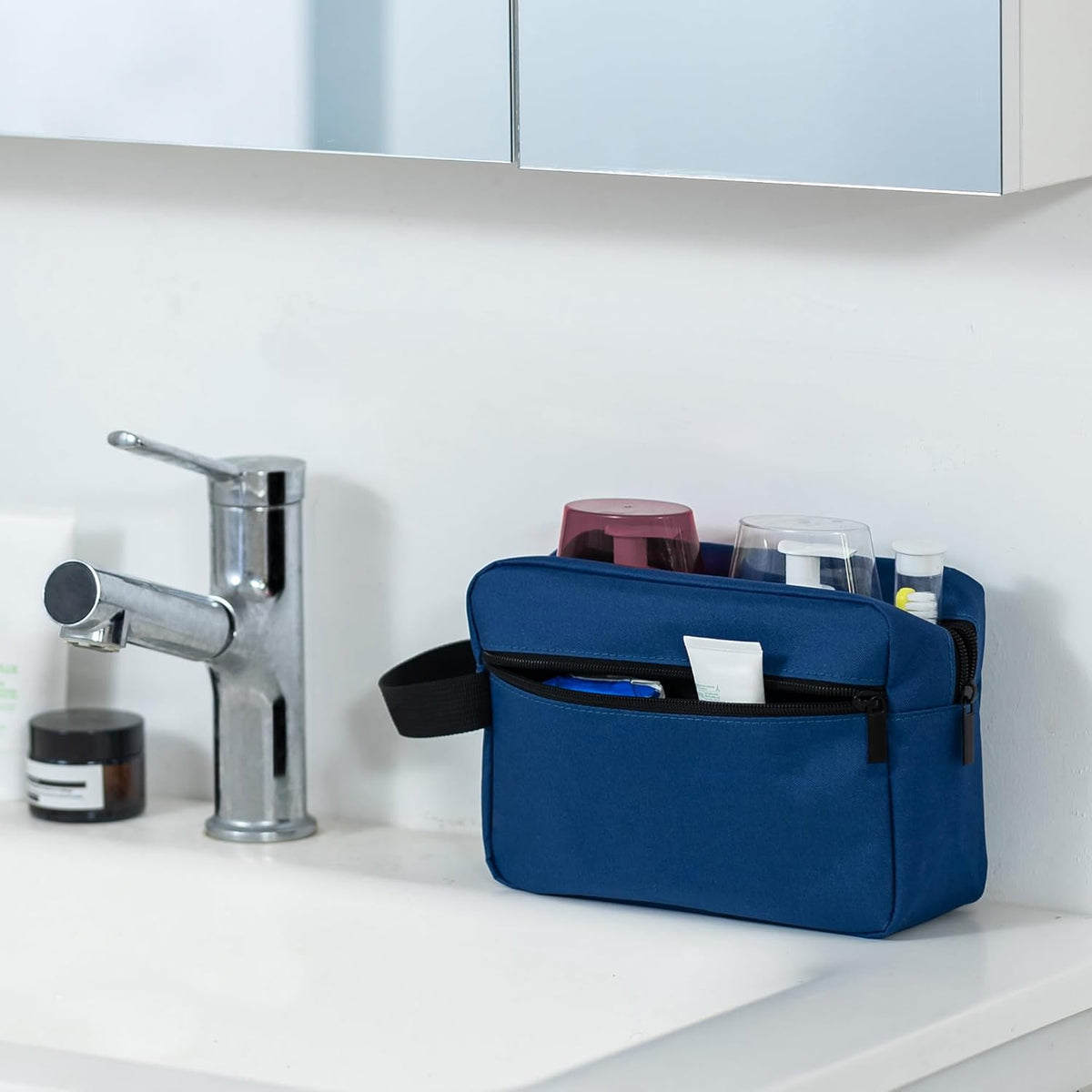 Travel Toiletry Bag for Women and Men,Lightweight Makeup Bag Hanging Dopp Kit with Shaving Compartment Cosmetic Organizer Small Tool Bag Travel Essentials,Gifts for Men(Black)