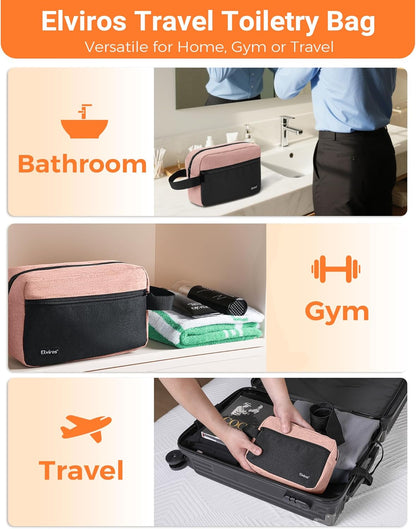 Travel Toiletry Bag for Women and Men,Lightweight Makeup Bag Hanging Dopp Kit with Shaving Compartment Cosmetic Organizer Small Tool Bag Travel Essentials,Gifts for Men(Black)
