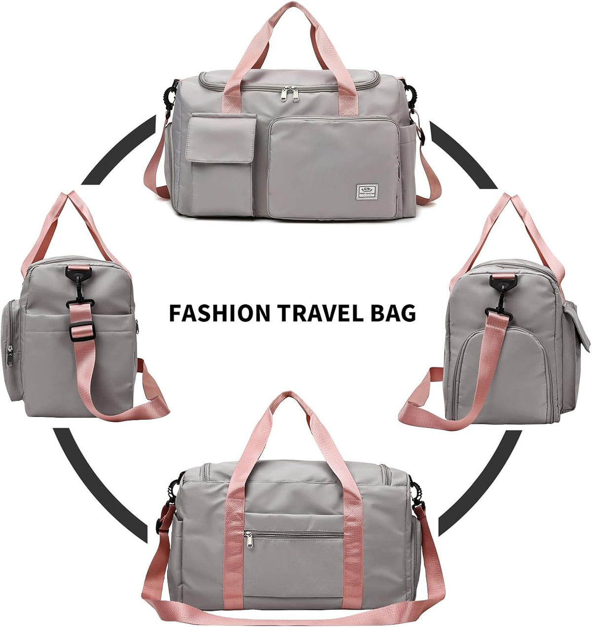 Sports Gym Bag with Wet Pocket & Shoes Compartment, Waterproof Shoulder Weekender Bag for Women and Men Swim Sports Travel Gym Bag Lightweight and easy Carry on Beige
