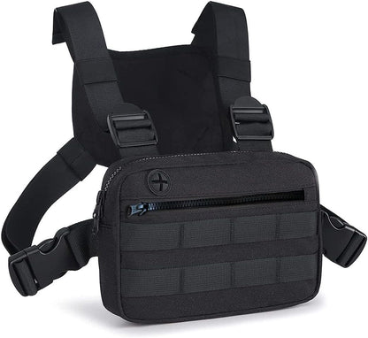 Muserise Outdoor Chest Bag For Men, EDC Chest Pack With Built-In Phone Holder, Lightweight Chest Rig Pouch