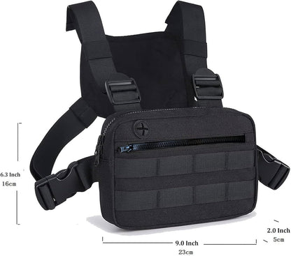 Muserise Outdoor Chest Bag For Men, EDC Chest Pack With Built-In Phone Holder, Lightweight Chest Rig Pouch