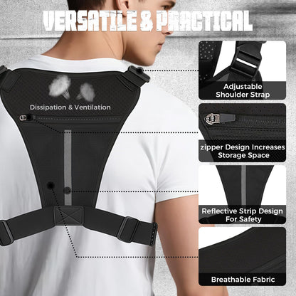 Muserise Outdoor Chest Bag For Men, EDC Chest Pack With Built-In Phone Holder, Lightweight Chest Rig Pouch