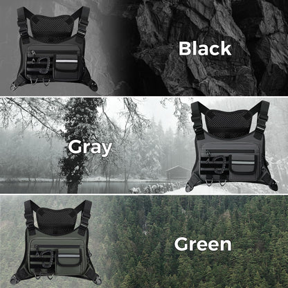 Muserise Outdoor Chest Bag For Men, EDC Chest Pack With Built-In Phone Holder, Lightweight Chest Rig Pouch