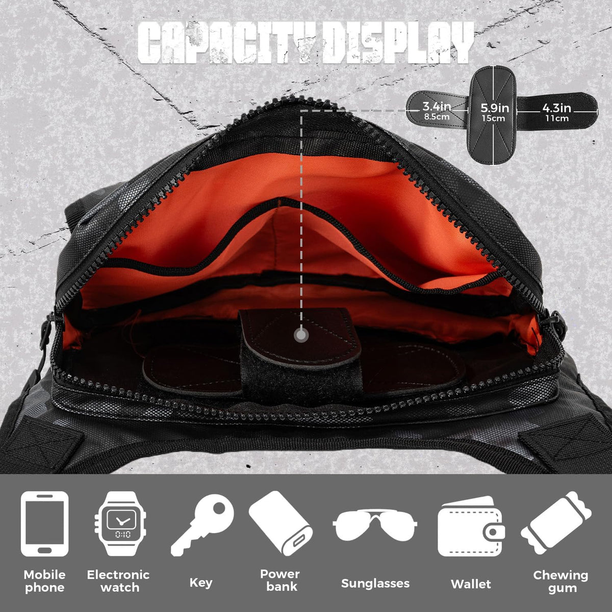 Muserise Outdoor Chest Bag For Men, EDC Chest Pack With Built-In Phone Holder, Lightweight Chest Rig Pouch