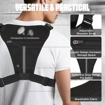 Muserise Outdoor Chest Bag For Men, EDC Chest Pack With Built-In Phone Holder, Lightweight Chest Rig Pouch