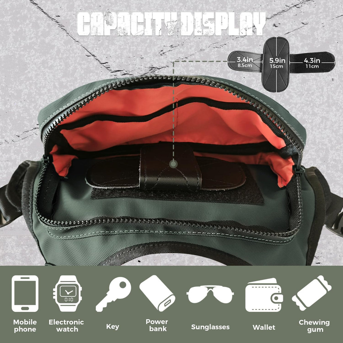 Muserise Outdoor Chest Bag For Men, EDC Chest Pack With Built-In Phone Holder, Lightweight Chest Rig Pouch