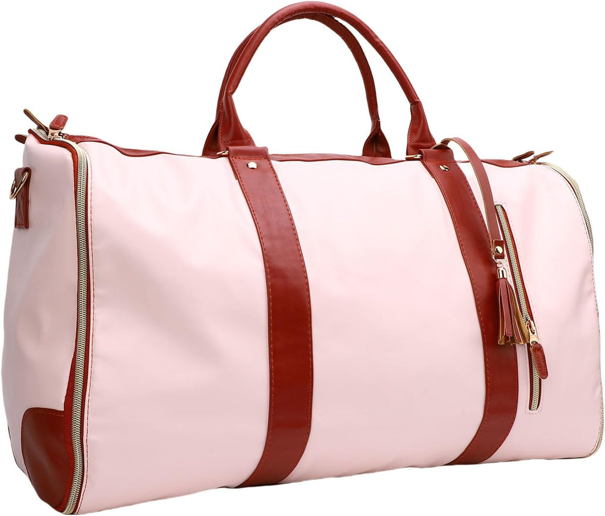 Carry on Garment Bag for Travel, 2 in 1 Convertible Hanging Suitcase Suit Travel Bag with Comfortable Handle, Large Capacity Duffel on Wheels for Business Trips, Weekends (Cream White)