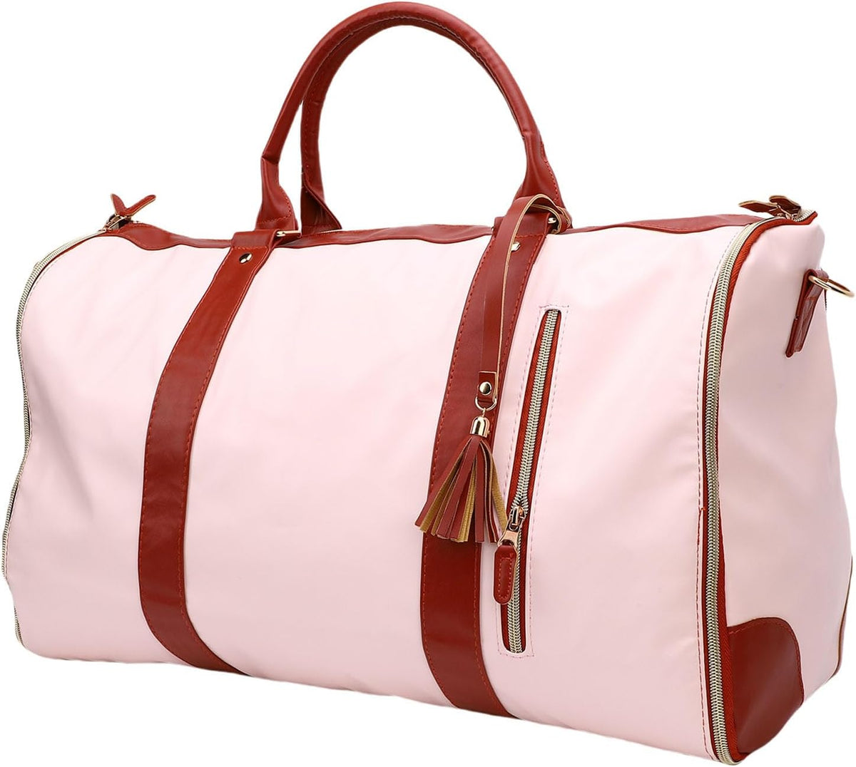 Carry on Garment Bag for Travel, 2 in 1 Convertible Hanging Suitcase Suit Travel Bag with Comfortable Handle, Large Capacity Duffel on Wheels for Business Trips, Weekends (Cream White)