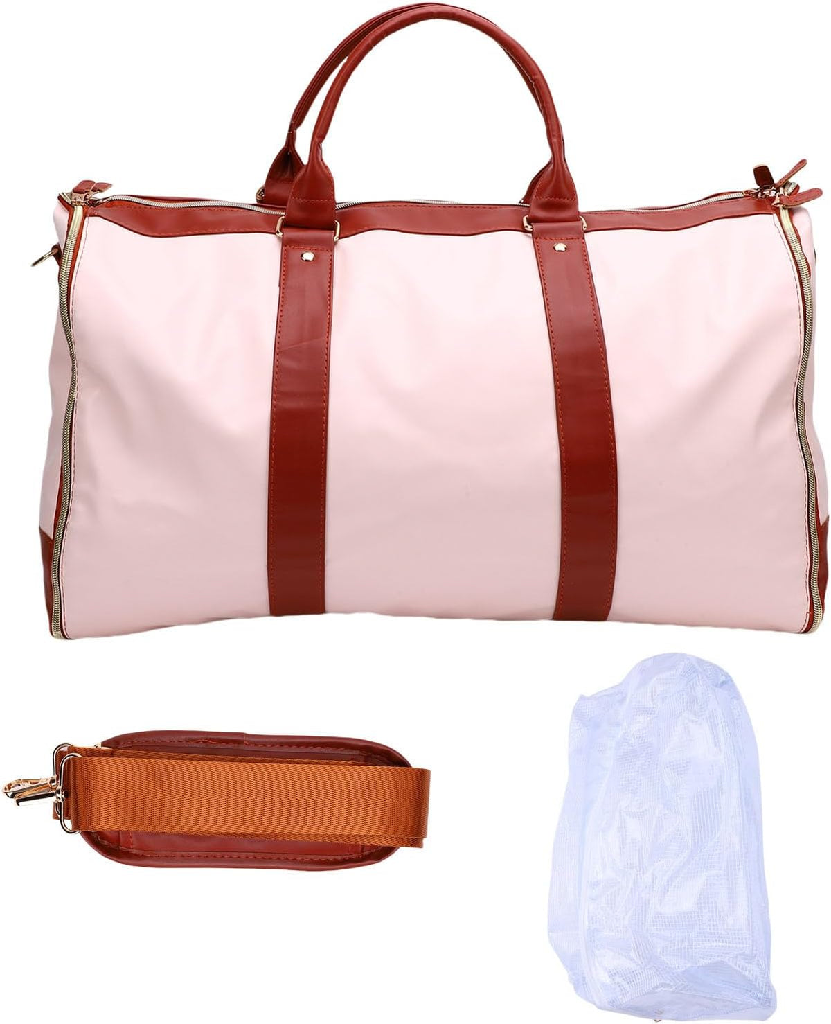Carry on Garment Bag for Travel, 2 in 1 Convertible Hanging Suitcase Suit Travel Bag with Comfortable Handle, Large Capacity Duffel on Wheels for Business Trips, Weekends (Cream White)