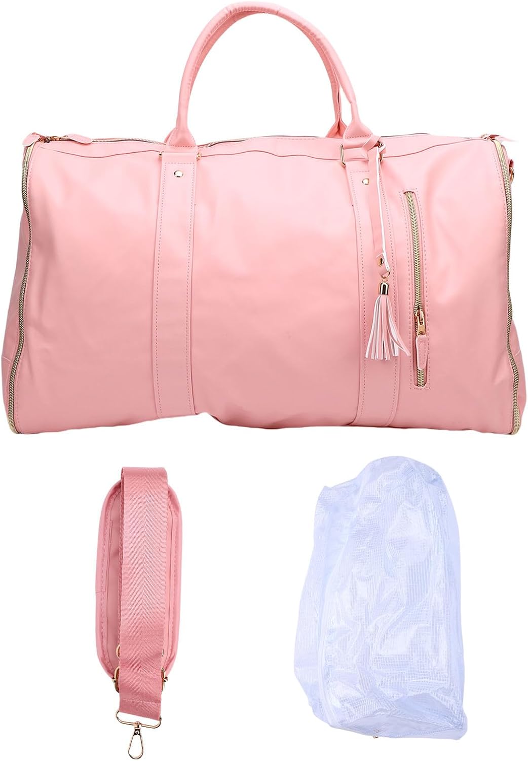 Carry on Garment Bag for Travel, 2 in 1 Convertible Hanging Suitcase Suit Travel Bag with Comfortable Handle, Large Capacity Duffel on Wheels for Business Trips, Weekends (Cream White)