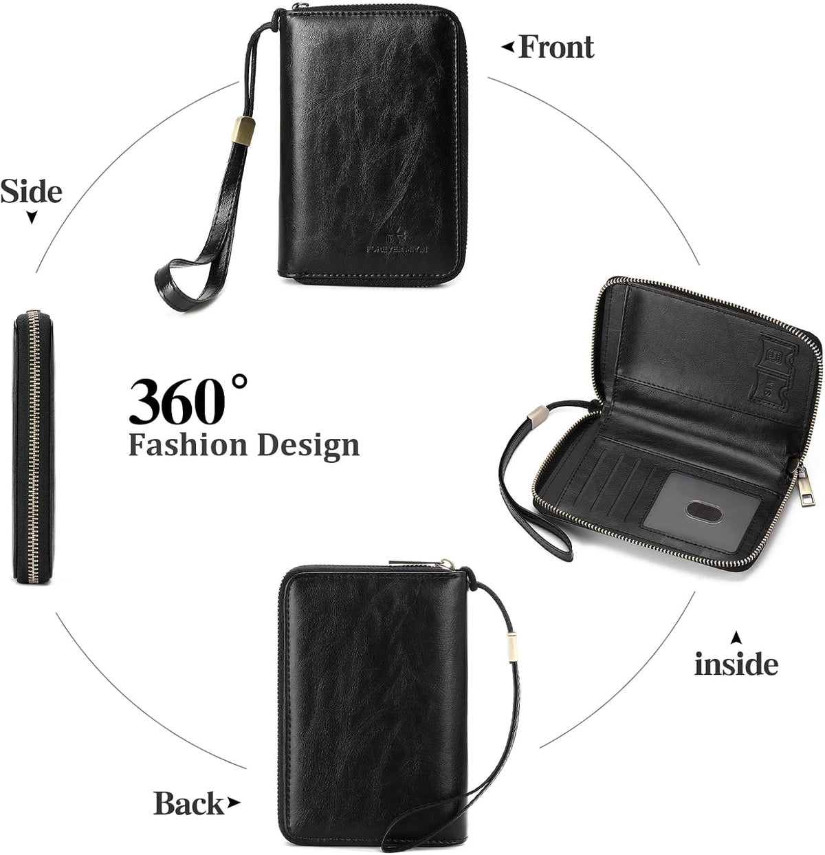 RFID Blocking Passport Holder for Wallet,with Zipper Travel Wallet Credit Cards Case Women Men Passport Cover Wallet