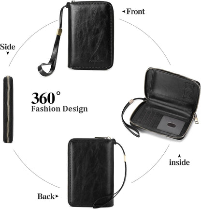 RFID Blocking Passport Holder for Wallet,with Zipper Travel Wallet Credit Cards Case Women Men Passport Cover Wallet