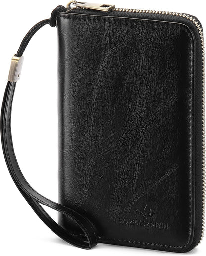 RFID Blocking Passport Holder for Wallet,with Zipper Travel Wallet Credit Cards Case Women Men Passport Cover Wallet