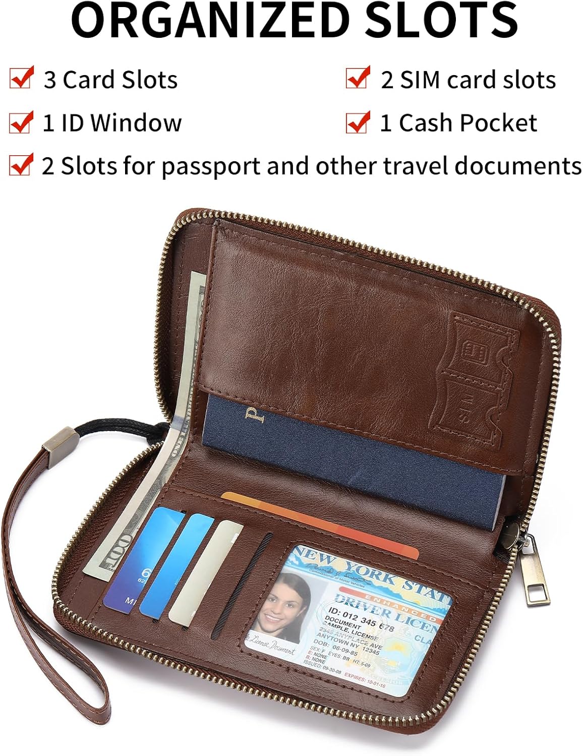 RFID Blocking Passport Holder for Wallet,with Zipper Travel Wallet Credit Cards Case Women Men Passport Cover Wallet