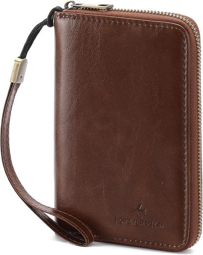 RFID Blocking Passport Holder for Wallet,with Zipper Travel Wallet Credit Cards Case Women Men Passport Cover Wallet