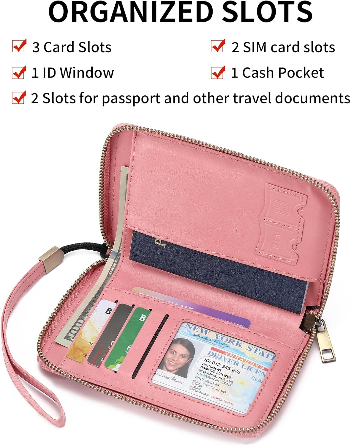 RFID Blocking Passport Holder for Wallet,with Zipper Travel Wallet Credit Cards Case Women Men Passport Cover Wallet