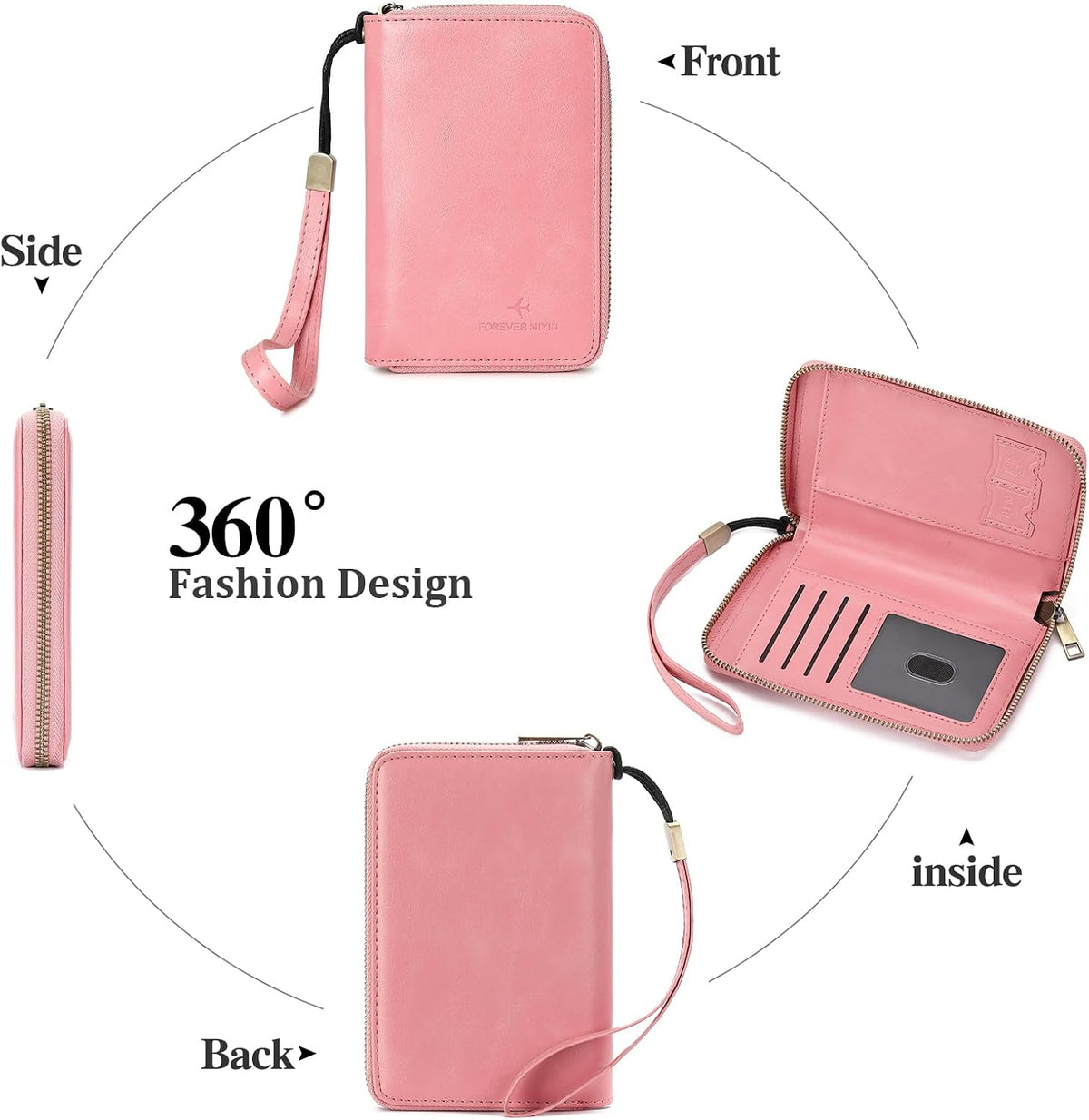 RFID Blocking Passport Holder for Wallet,with Zipper Travel Wallet Credit Cards Case Women Men Passport Cover Wallet
