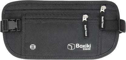 Gray Money Belt + RFID Sleeves Set of 8 Pcs | RFID Blocking Secure Waist Bag, Credit Card Holders & Passport Holders for Men and Women | Keep Your Travel Essentials in Reach