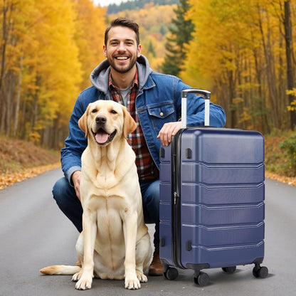 20 Inch Expandable Hardside Carry On with Spinner Wheels & TSA Lock, ABS Hard Shell Lightweight Rolling Luggage Suitcase, Blue