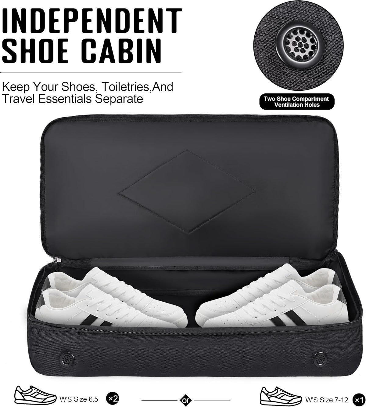 Black Duffle Bag for Men, 45L Carry On 22x14x9 Travel Duffle with Shoe Compartment Tactical Inspired Heavy Duty GYM Overnight Bag Wet-Dry Separated Compartment
