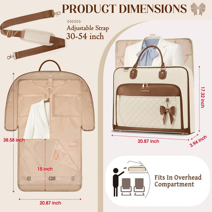 Garment Bag for Travel Womens Hanging Suit & Dress Travel Bag Foldable Garment Duffle with Pockets & Strap, Carry On Compatible