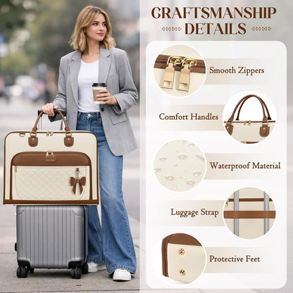 Garment Bag for Travel Womens Hanging Suit & Dress Travel Bag Foldable Garment Duffle with Pockets & Strap, Carry On Compatible