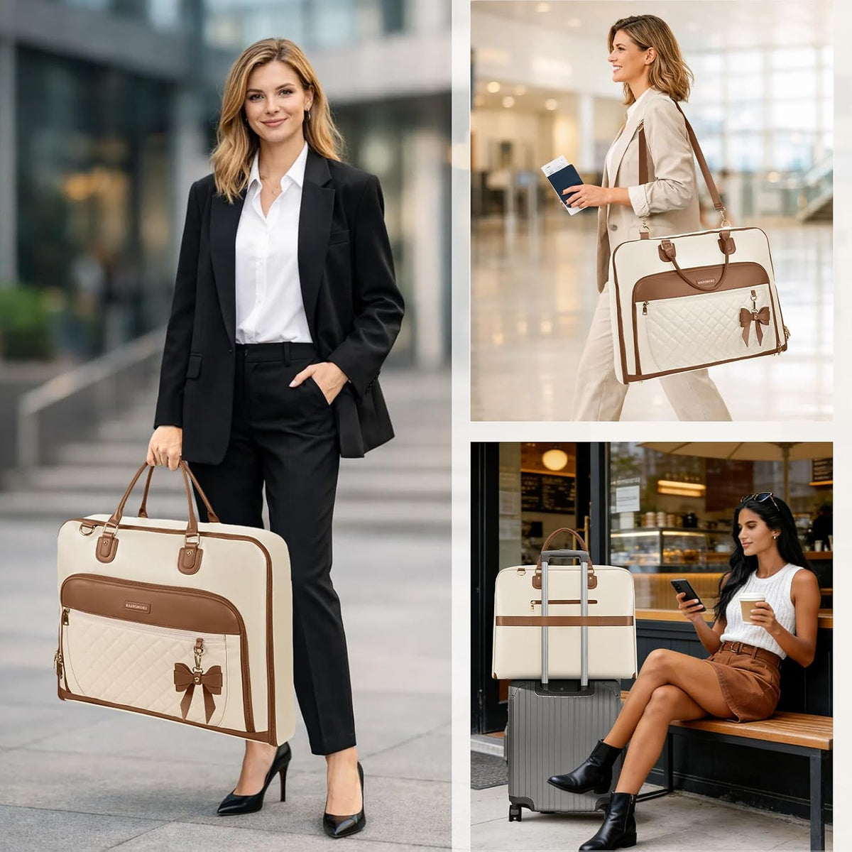 Garment Bag for Travel Womens Hanging Suit & Dress Travel Bag Foldable Garment Duffle with Pockets & Strap, Carry On Compatible