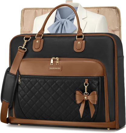 Garment Bag for Travel Womens Hanging Suit & Dress Travel Bag Foldable Garment Duffle with Pockets & Strap, Carry On Compatible