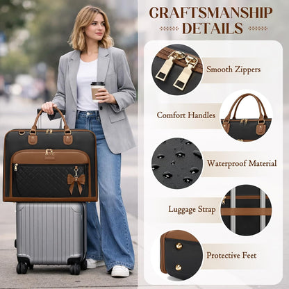 Garment Bag for Travel Womens Hanging Suit & Dress Travel Bag Foldable Garment Duffle with Pockets & Strap, Carry On Compatible