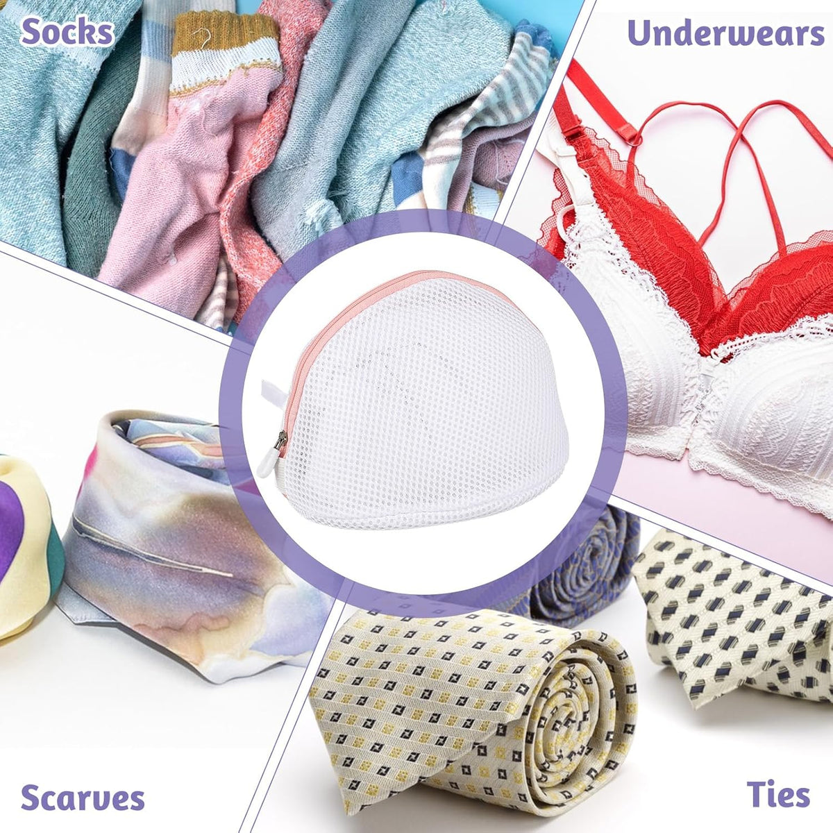 3 Pcs Bra Washing Bags, Mesh Wash Bag for Bras with Zipper, Large Bra Washing Bags for Laundry, Bra Laundry Bags for Washing Machine Women Lingerie Bags Wash for Washing Delicates
