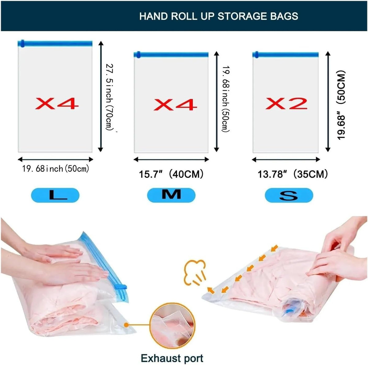 Roll Up Travel Space Saver Storage Bags For Luggage Clothes Cruise Ship Essentials Home Packing-Organizer((S))