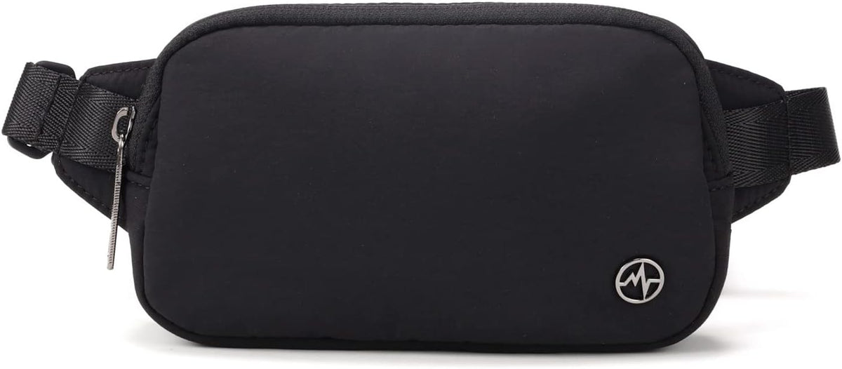 Mini Belt Bag – Ultra Compact, Fits 6.7” Phone, Lipstick, Earbuds, Essentials, Small Crossbody Waist Purse, Black Onyx
