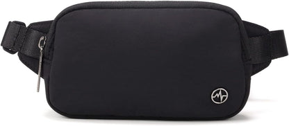 Mini Belt Bag – Ultra Compact, Fits 6.7” Phone, Lipstick, Earbuds, Essentials, Small Crossbody Waist Purse, Black Onyx