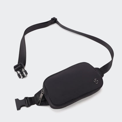 Mini Belt Bag – Ultra Compact, Fits 6.7” Phone, Lipstick, Earbuds, Essentials, Small Crossbody Waist Purse, Black Onyx