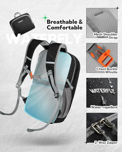 Lightweight Packable Backpack, 25L Small Foldable Travel Daypack | Multi-Pocket with Luggage Strap, Breathable Back Pad, Comfortable to wear, Easy to Fold, Compact Day Pack for Hiking Outdoor