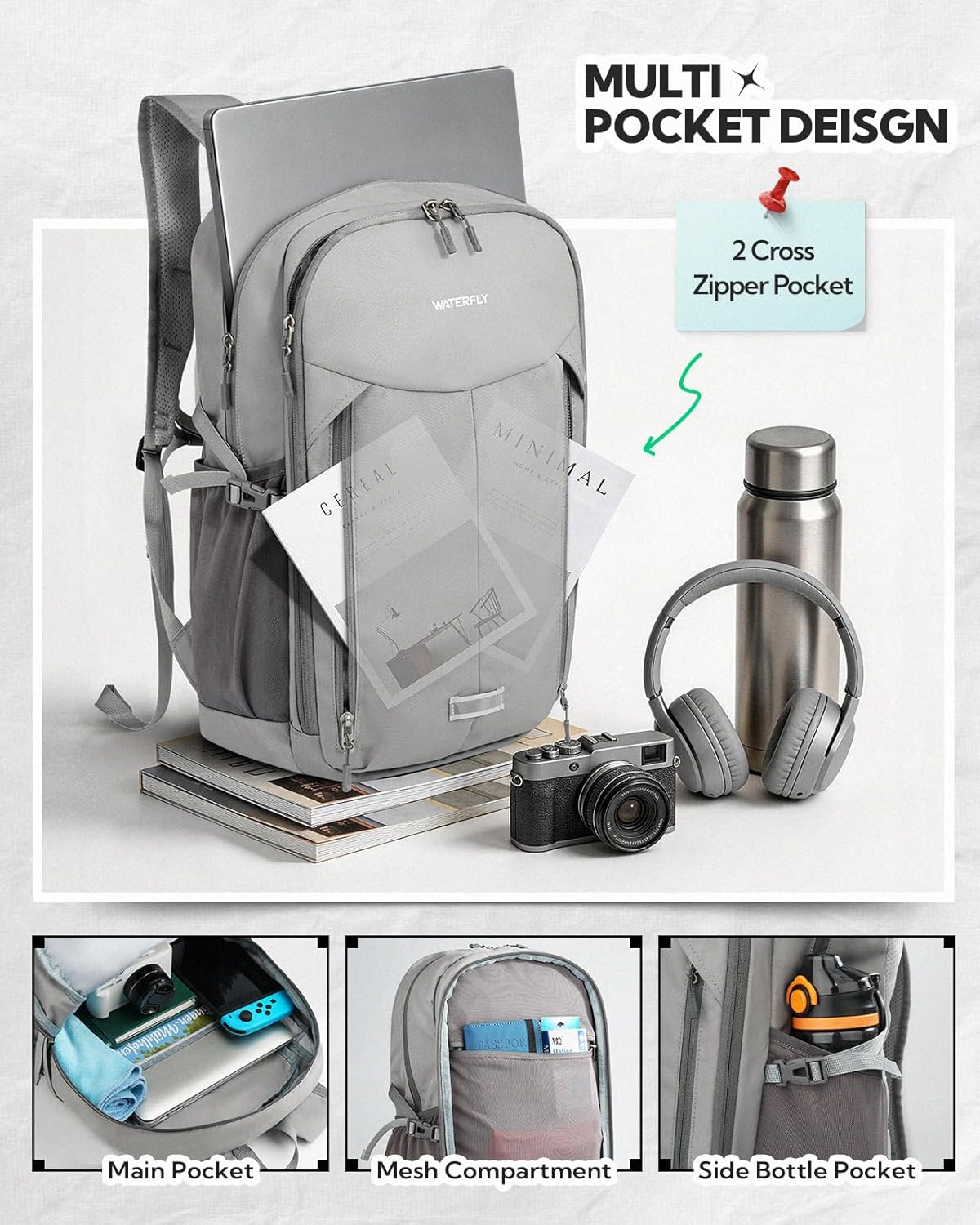 Lightweight Packable Backpack, 25L Small Foldable Travel Daypack | Multi-Pocket with Luggage Strap, Breathable Back Pad, Comfortable to wear, Easy to Fold, Compact Day Pack for Hiking Outdoor