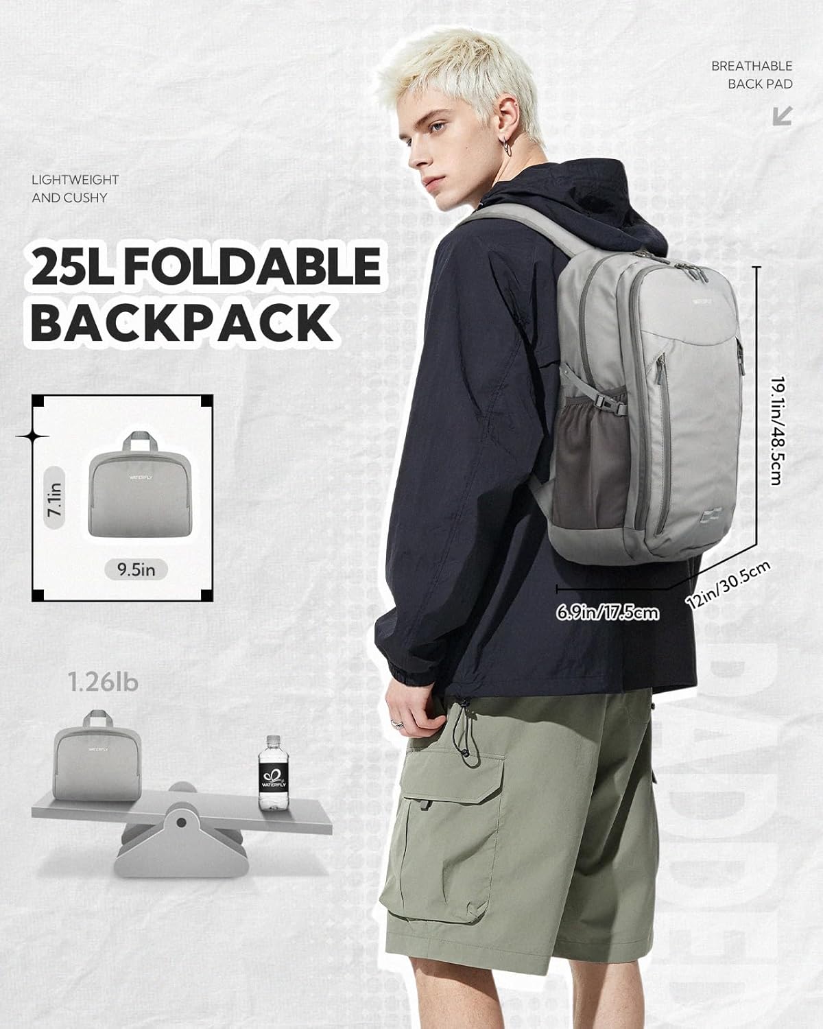 Lightweight Packable Backpack, 25L Small Foldable Travel Daypack | Multi-Pocket with Luggage Strap, Breathable Back Pad, Comfortable to wear, Easy to Fold, Compact Day Pack for Hiking Outdoor