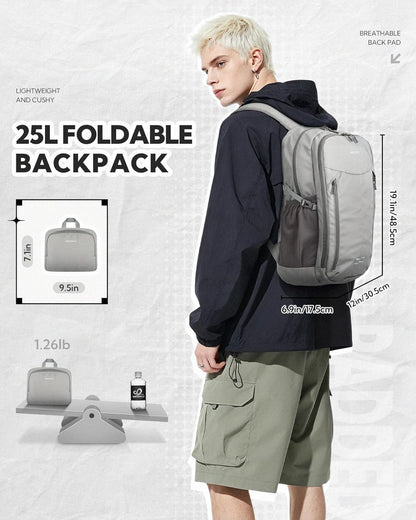 Lightweight Packable Backpack, 25L Small Foldable Travel Daypack | Multi-Pocket with Luggage Strap, Breathable Back Pad, Comfortable to wear, Easy to Fold, Compact Day Pack for Hiking Outdoor